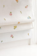 Embroidered Linen Roman Blind - Pastel Floral, Organic Nursery Shade