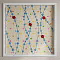 Handmade Linen Roman Shade, Blue Vine & Confetti Dot Embroidery, Nursery Blind