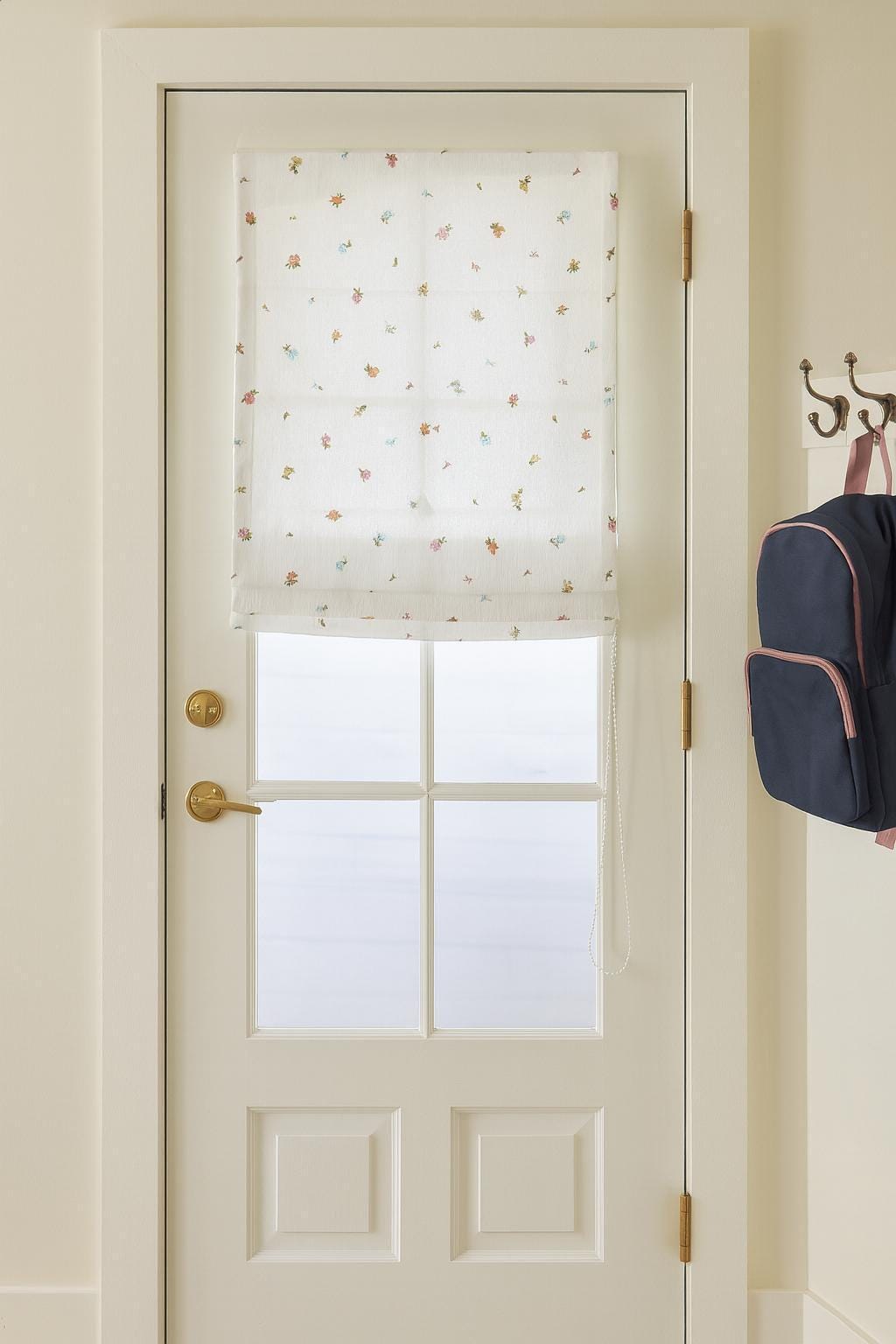 Embroidered Linen Roman Blind - Pastel Floral, Organic Nursery Shade