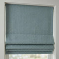 Dusty Blue Linen Roman Shade, Herringbone Corded Blind, Custom Size
