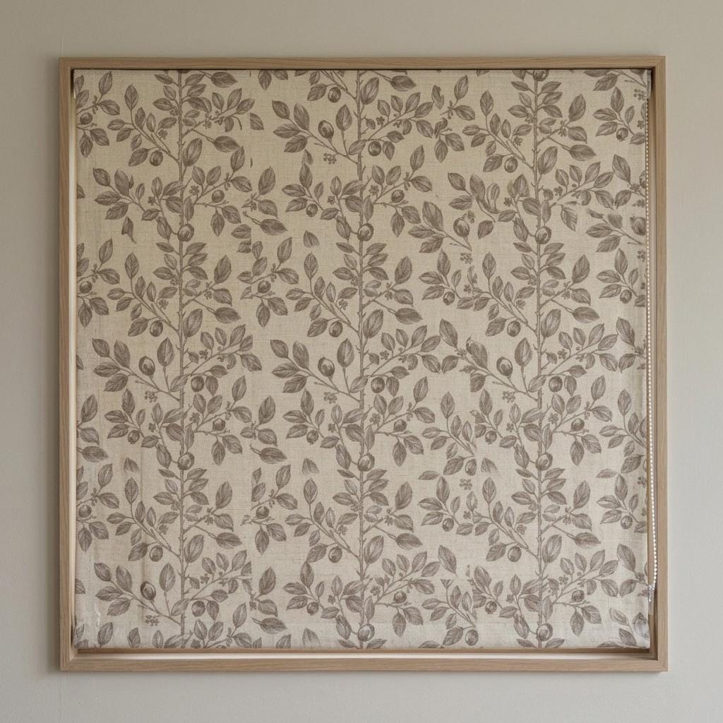 Taupe Botanical Berry Linen Roman Shade, Custom Corded Roman Blind, Neutral Floral Vine Window Shade, Blackout or Lined
