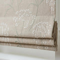 Beige Ivory Wildflower Embroidered Linen Roman Shade, Custom Blackout or Cotton Lined Corded Window Blind, Sage Floral