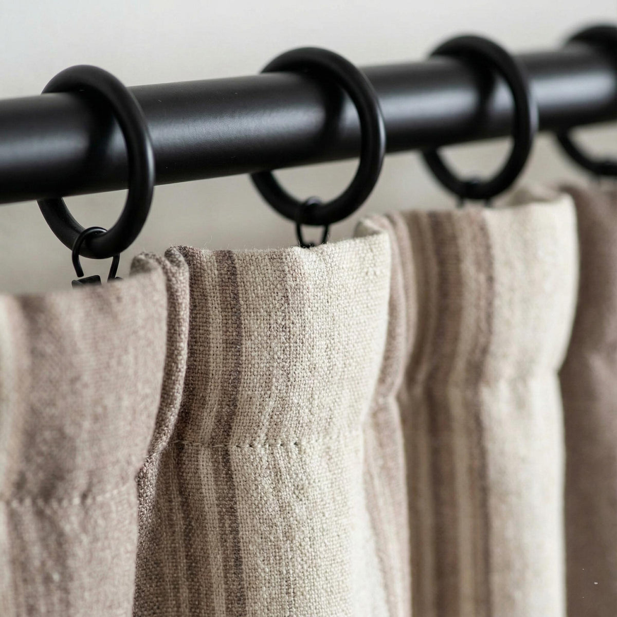 Farmhouse Stripe Curtains: Organic Linen, Taupe on Natural Flax — image 5