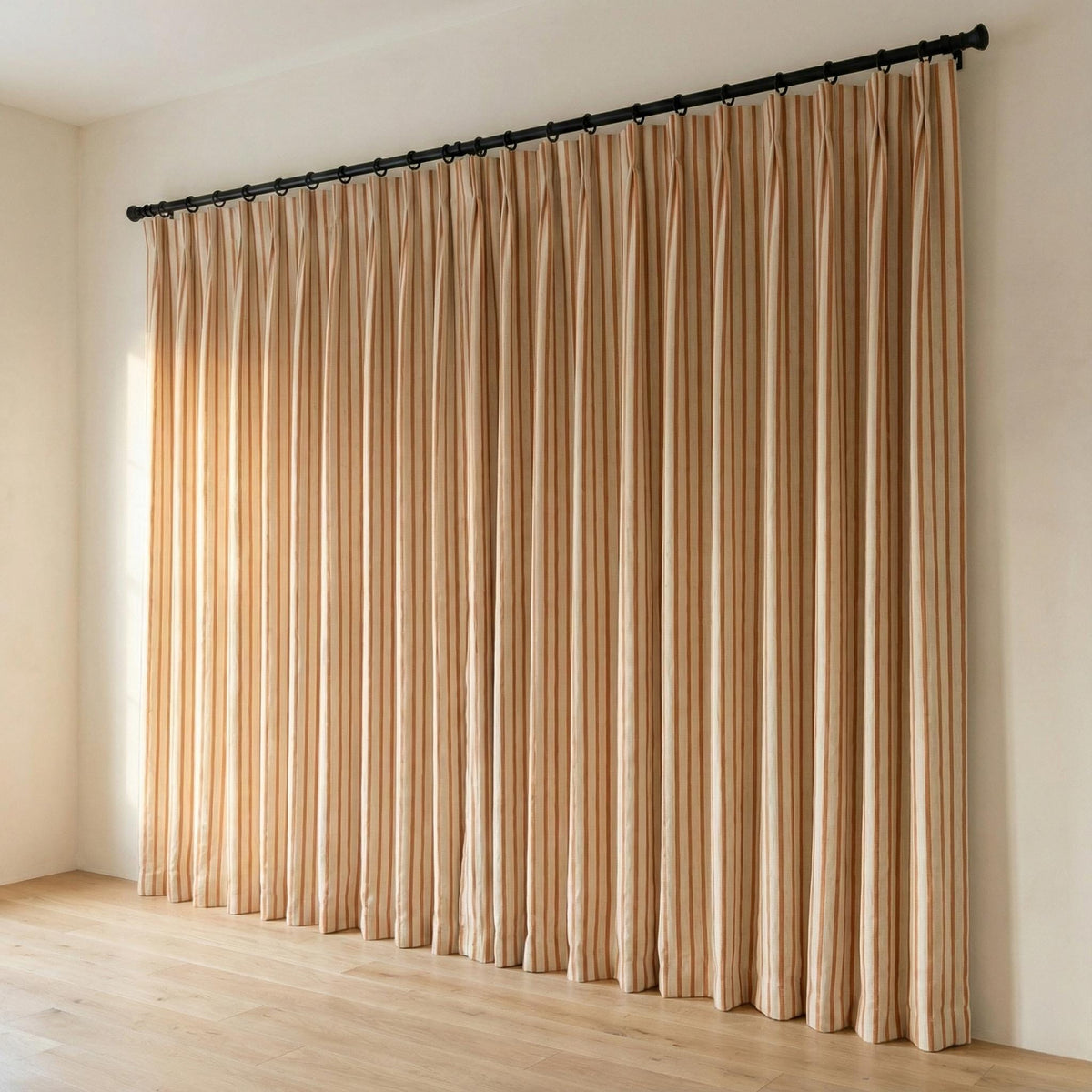 Pure Linen Farmhouse Stripe Curtains, Terracotta Rust on Natural Flax, 50/100" Wide, Custom, Unlined/Lined/Blackout — image 10