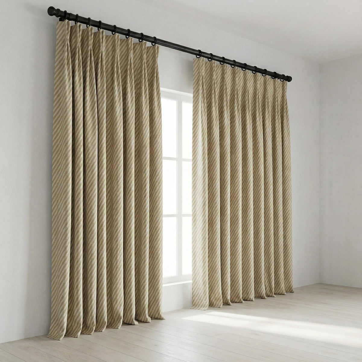 Beige Stripe Linen Curtain | Farmhouse Ticking Stripe Panel — image 7
