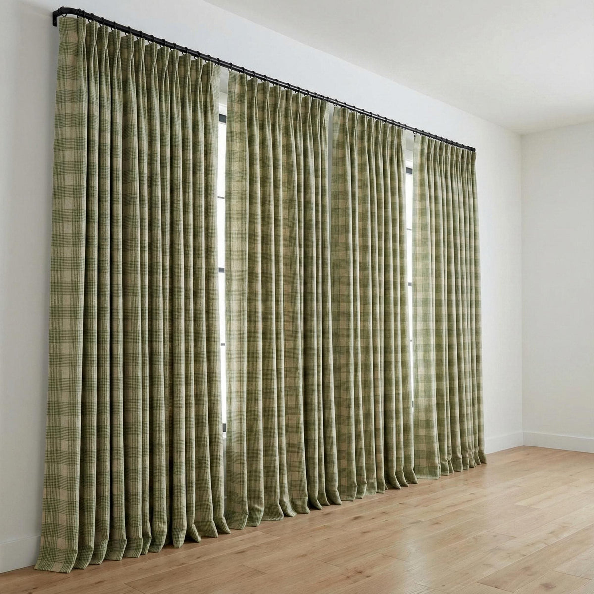 Sage Green Plaid Linen Curtains, Farmhouse Check Drapes, Custom Size, Unlined/Cotton Lined/Blackout Option — image 10