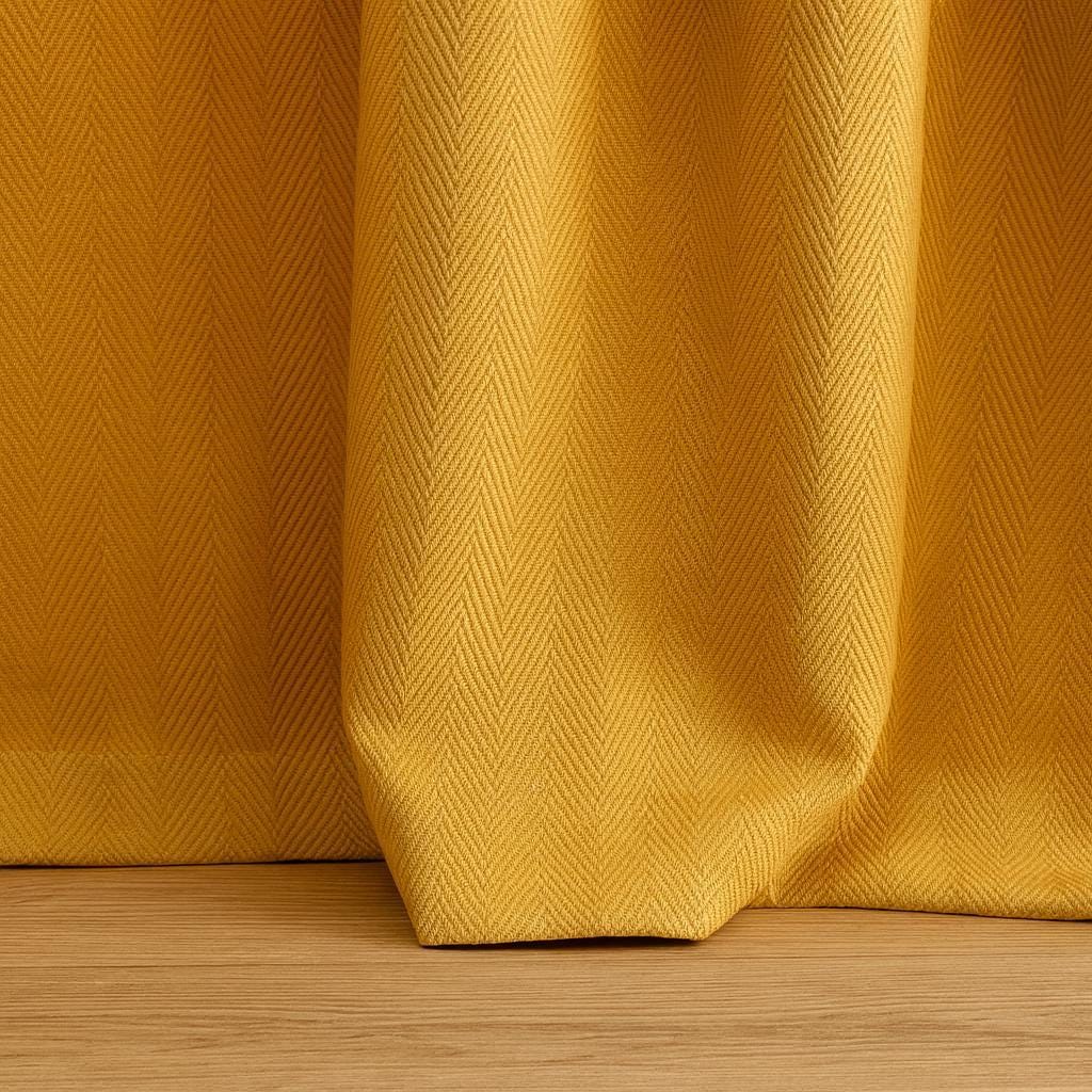 Golden-Mustard Linen Curtains - Herringbone Texture, Custom Sizes — image 5