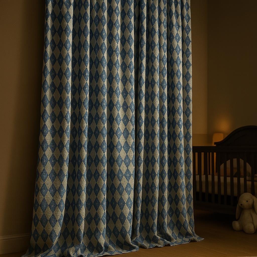 Blue Diamond Linen Curtains: Blackout or Light-Filtering Kids Panels — image 6