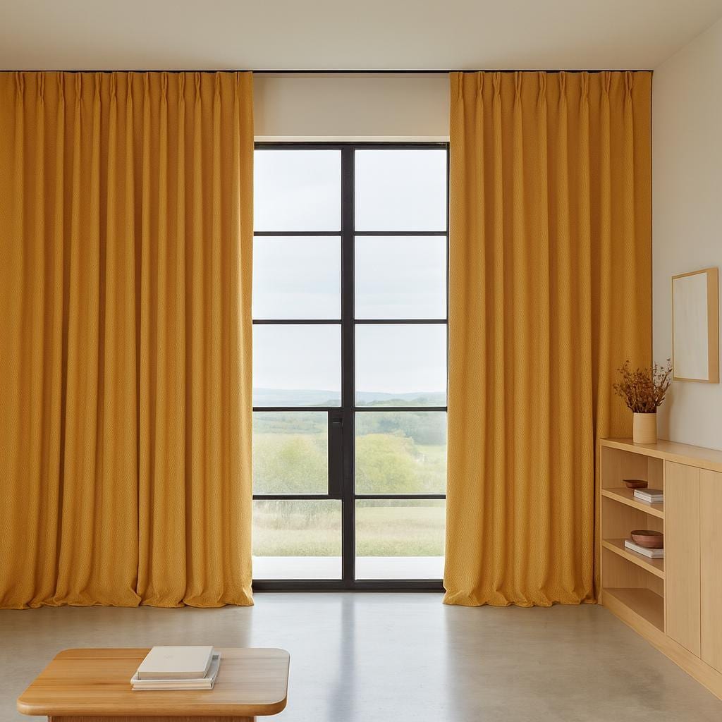 Golden-Mustard Linen Curtains - Herringbone Texture, Custom Sizes — image 6