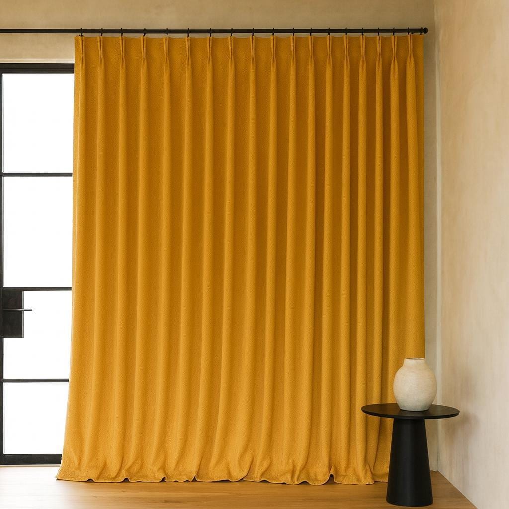 Golden-Mustard Linen Curtains - Herringbone Texture, Custom Sizes — image 7