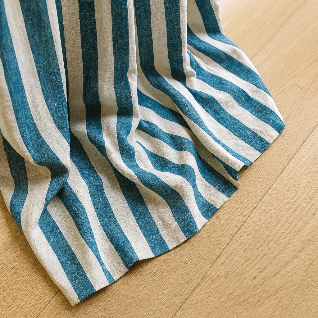 Coastal Blue Stripe Curtain, Organic Cotton (Single Panel or Pair) — image 1