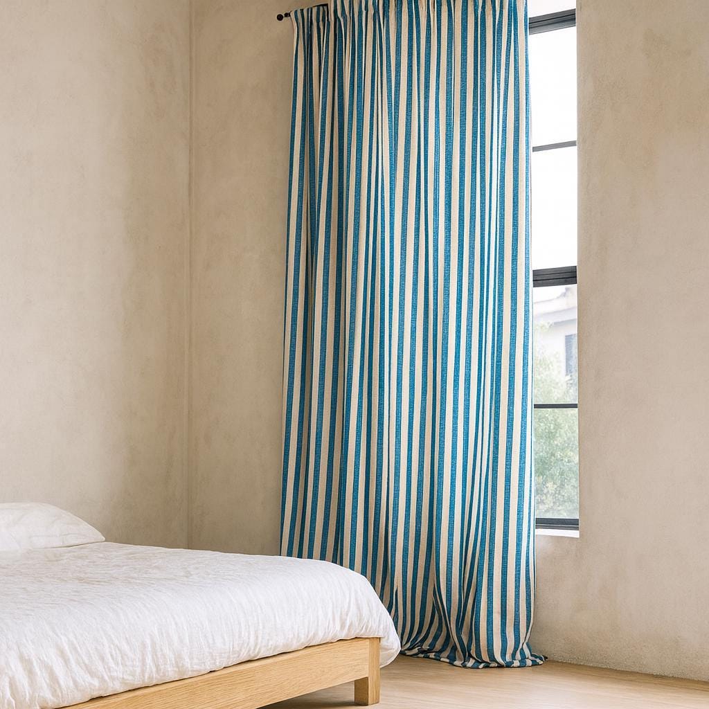 Coastal Blue Stripe Curtain, Organic Cotton (Single Panel or Pair) — image 3