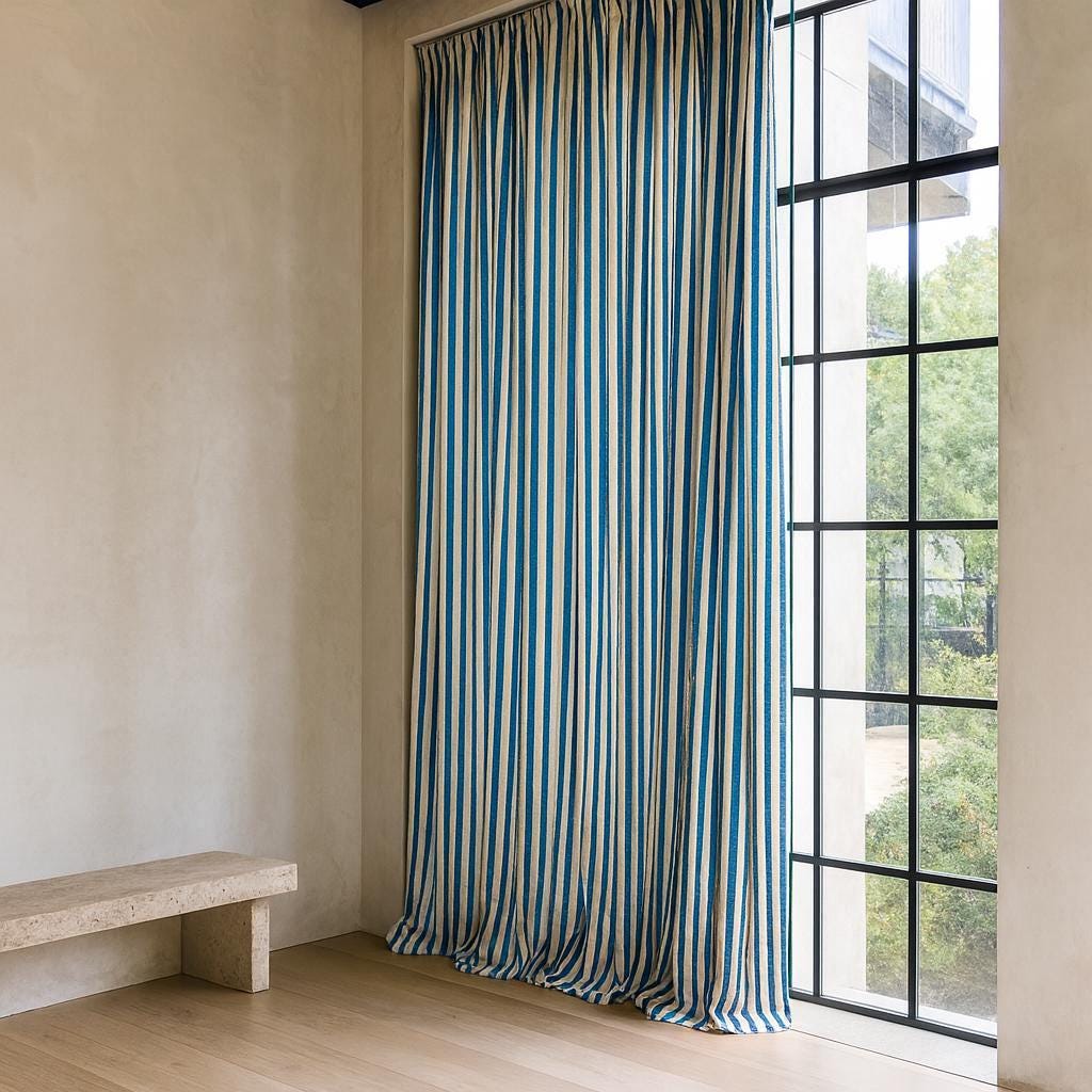 Coastal Blue Stripe Curtain, Organic Cotton (Single Panel or Pair) — image 9