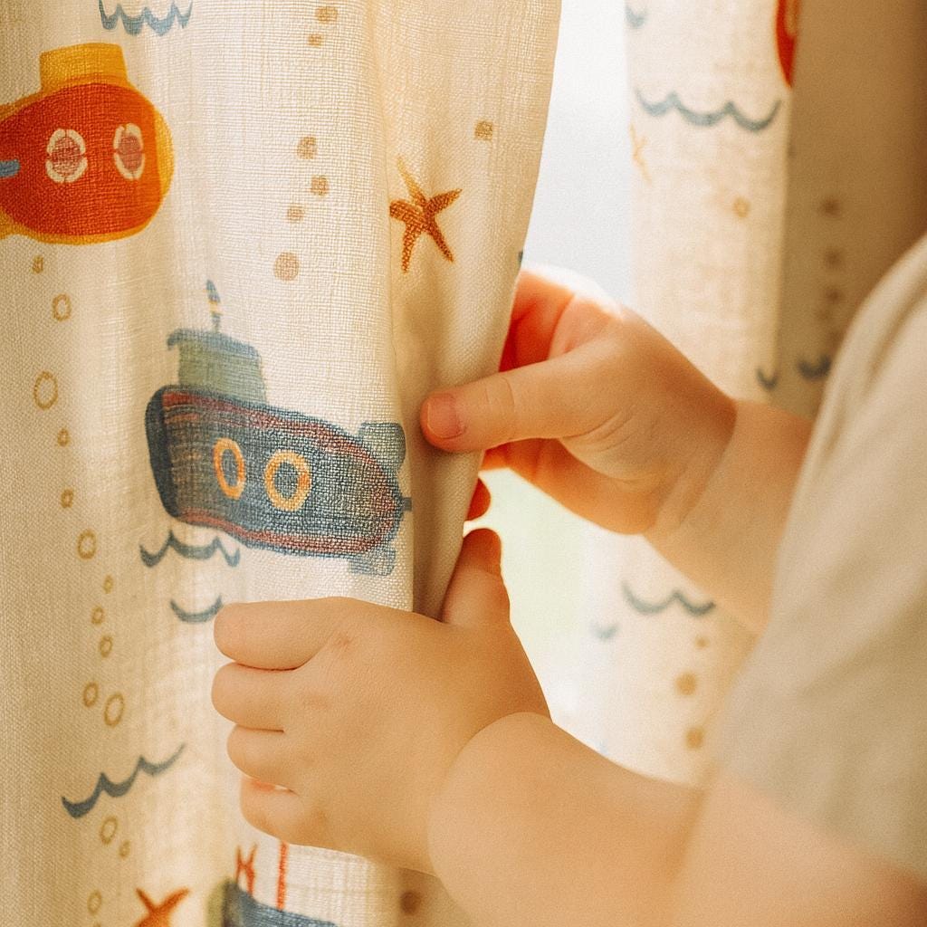 Submarine Linen Curtains, Kids Room Playful Print (Blackout or Light-Filtering) — image 1