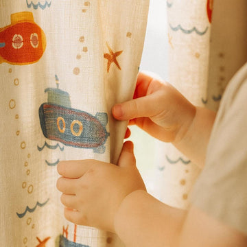 Submarine Linen Curtains, Kids Room Playful Print (Blackout or Light-Filtering) — image 1
