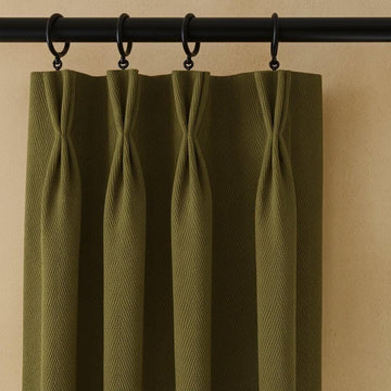 Pinch Pleat Curtains: Pure Linen Herringbone - Blackout or Cotton Liner — image 1