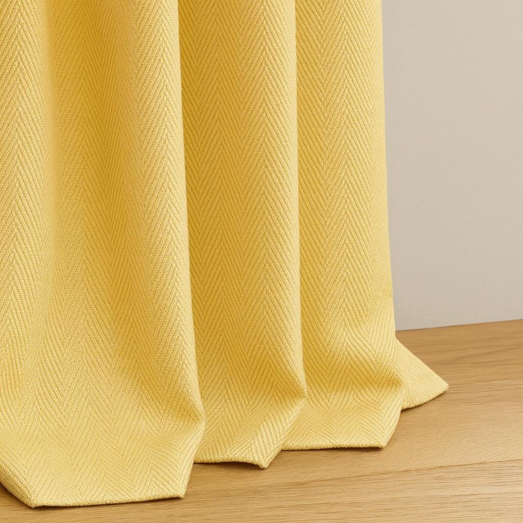 Pinch Pleat Linen Curtains, Buttercup Yellow (Custom Sizes, Blackout or Cotton) — image 5