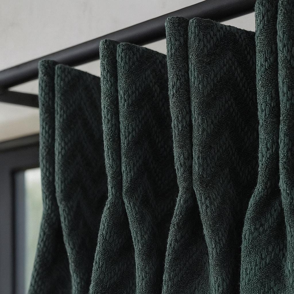 Teal Sea-Green Curtains: Cotton Jacquard Chevron Blackout — image 6