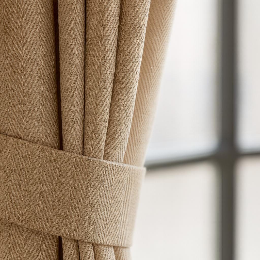 Pinch Pleat Curtains: Buff Linen - Blackout or Cotton Lining — image 3