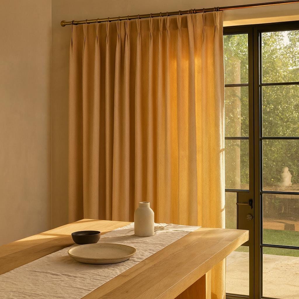 Pinch Pleat Curtains: Buff Linen - Blackout or Cotton Lining — image 4
