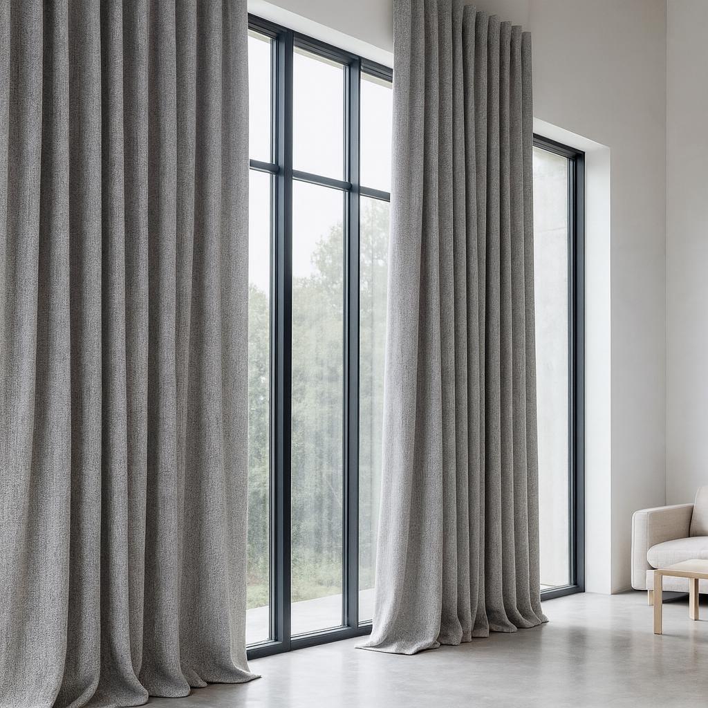 Organic Cotton Curtain: Silver Grey Artisan Weave - Thick Blackout Option — image 1