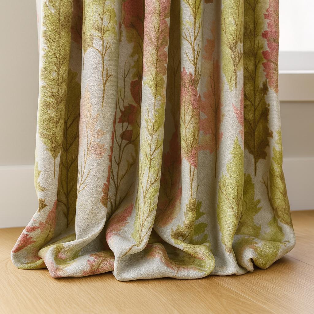 Watercolor Forest Linen-Cotton Blend Curtains, Pinch Pleats (Blackout, Custom Sizes) — image 3