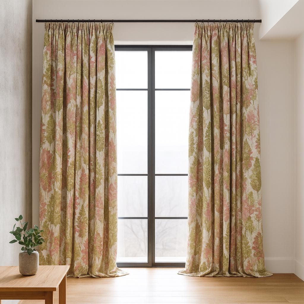 Watercolor Forest Linen-Cotton Blend Curtains, Pinch Pleats (Blackout, Custom Sizes) — image 4