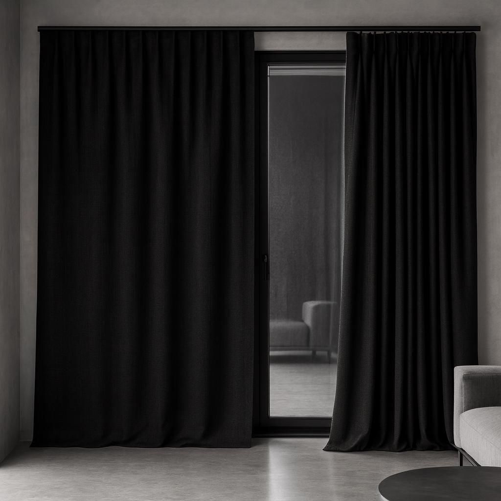 Organic Linen Blackout Curtains: Heavyweight Black, Set of 2 — image 8