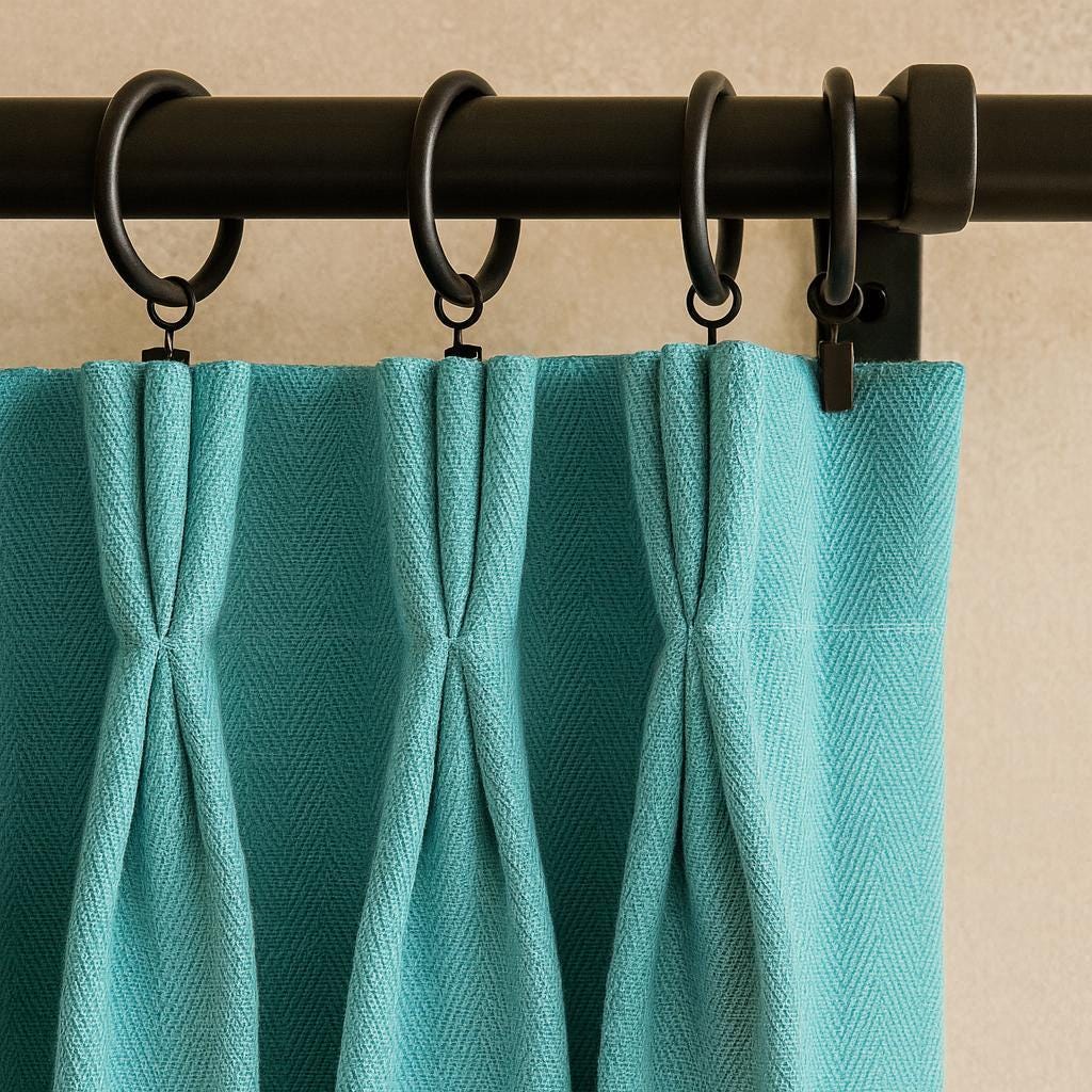 Teal Linen Curtains - Pinch Pleat with Blackout or Cotton Lining — image 5