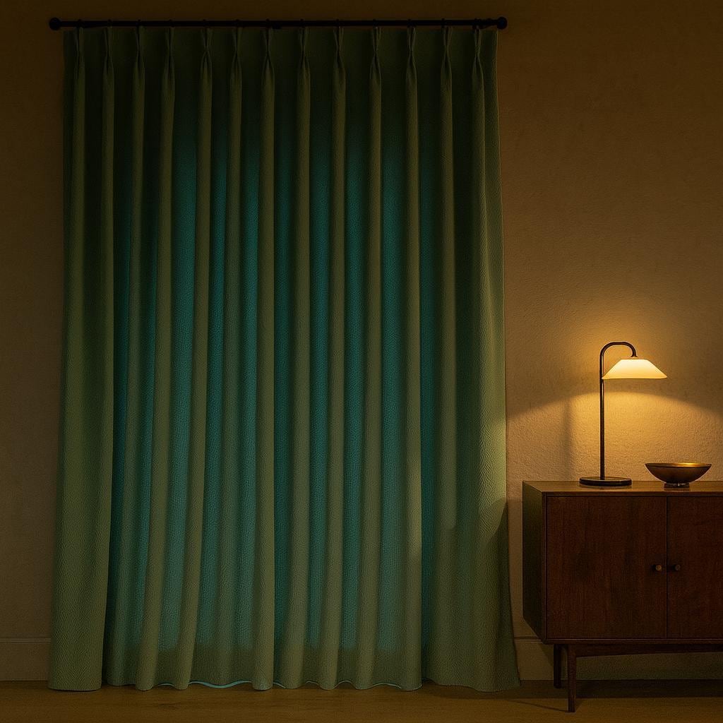 Teal Linen Curtains - Pinch Pleat with Blackout or Cotton Lining — image 9