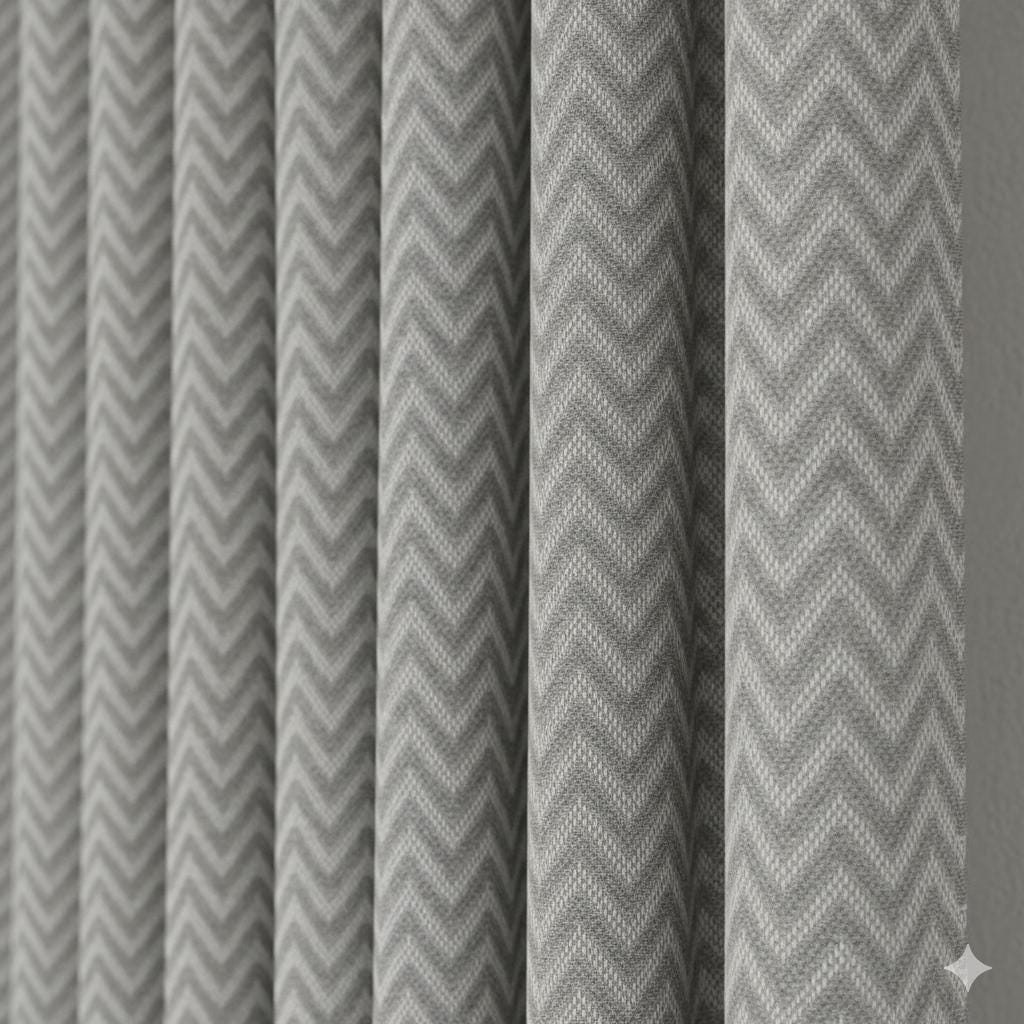 Grey White Chevron Curtains: Cotton Jacquard, Blackout or Lined — image 1