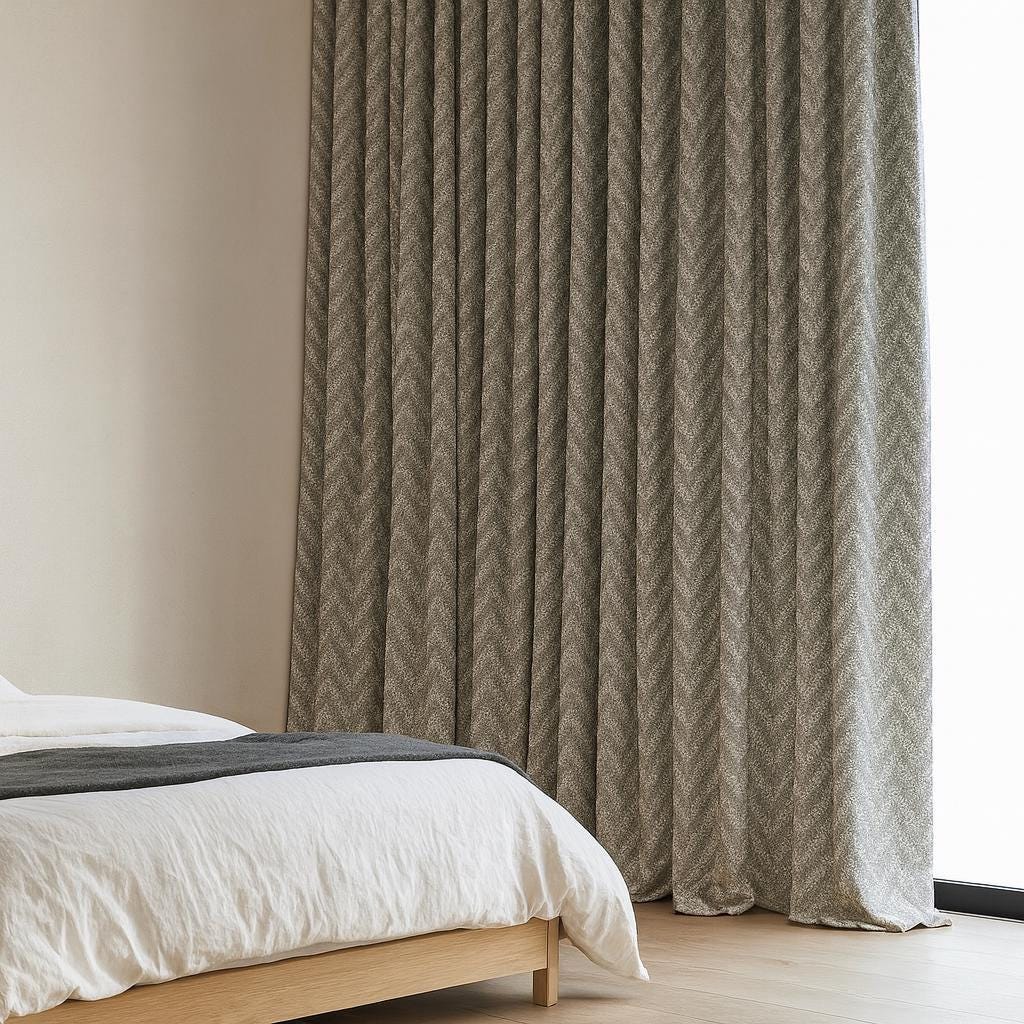 Grey White Chevron Curtains: Cotton Jacquard, Blackout or Lined — image 1