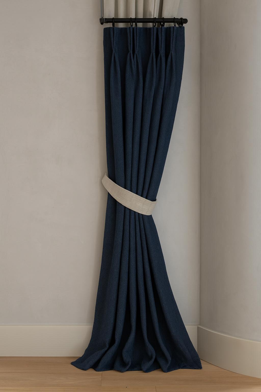 Navy Linen Pinch-Pleat Curtains - Blackout or Cotton Lining Options — image 3
