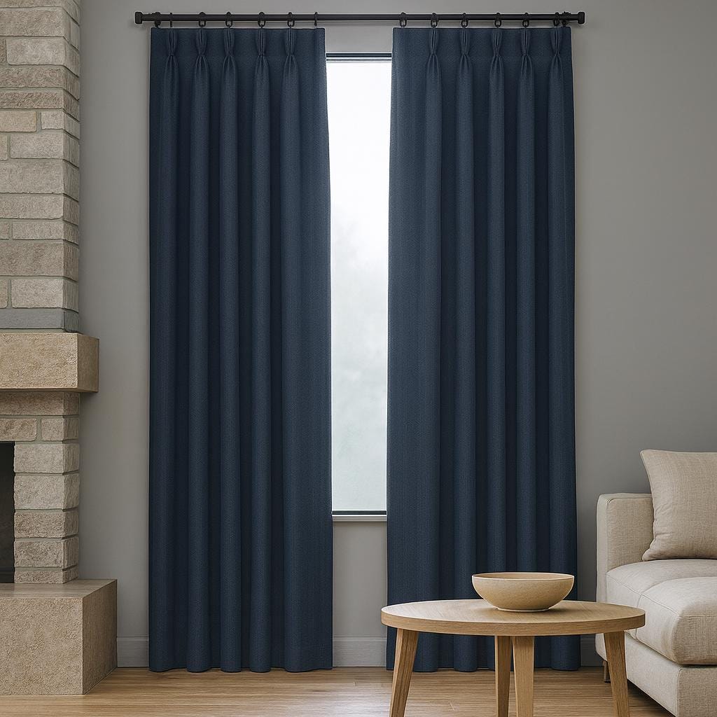 Navy Linen Pinch-Pleat Curtains - Blackout or Cotton Lining Options — image 7