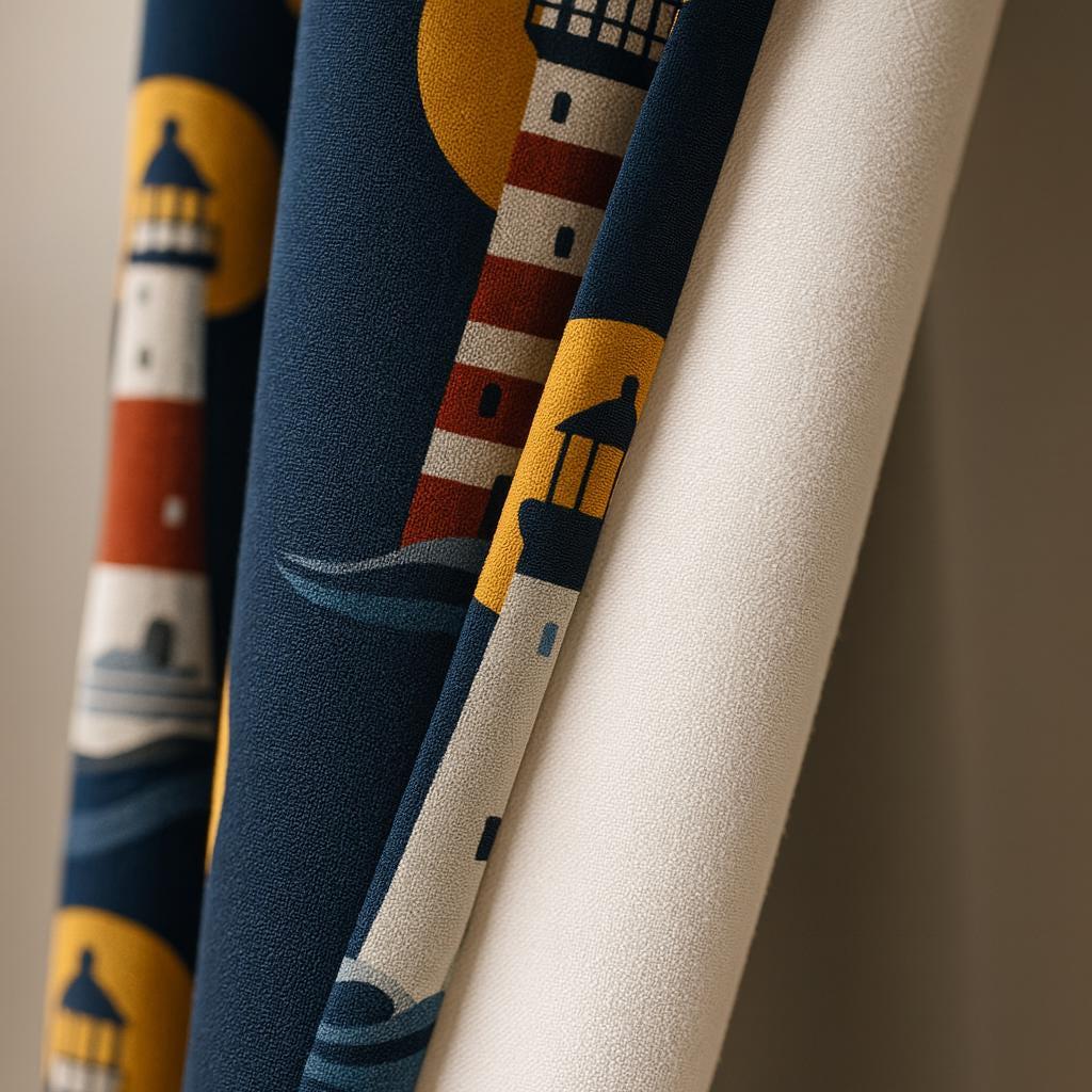 Kids' Lighthouse Curtains: Navy Blue Organic Cotton - Blackout or Light-Filtering — image 8