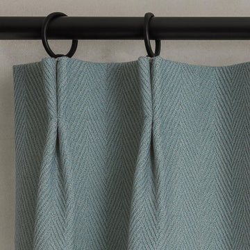 Linen Pinch Pleat Curtains: Atlantis Blue-Green Shade (Blackout or Cotton) — image 1