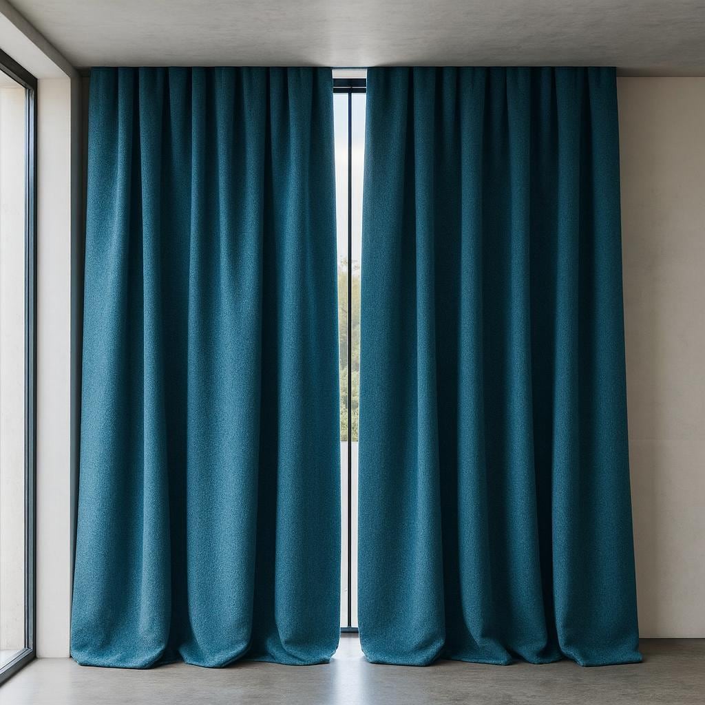 Blackout Curtains: Teal Artisan Weave (Custom Size, Organic Cotton) — image 3