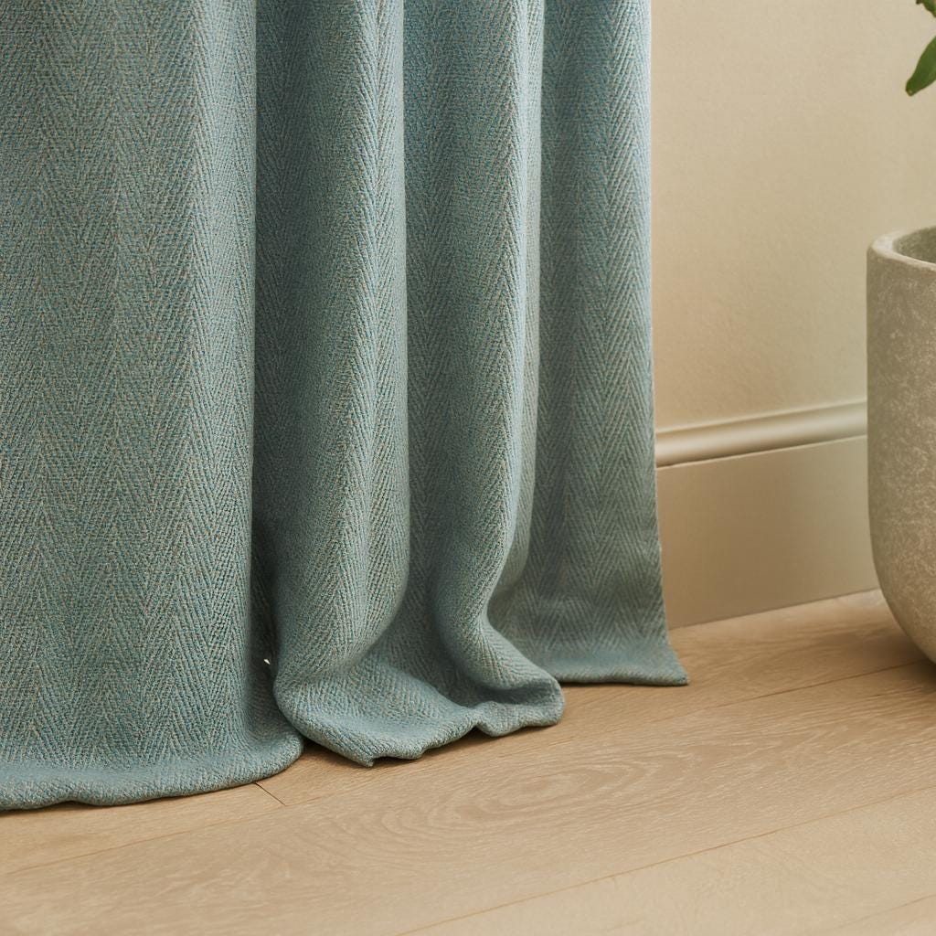 Linen Pinch Pleat Curtains: Atlantis Blue-Green Shade (Blackout or Cotton) — image 4