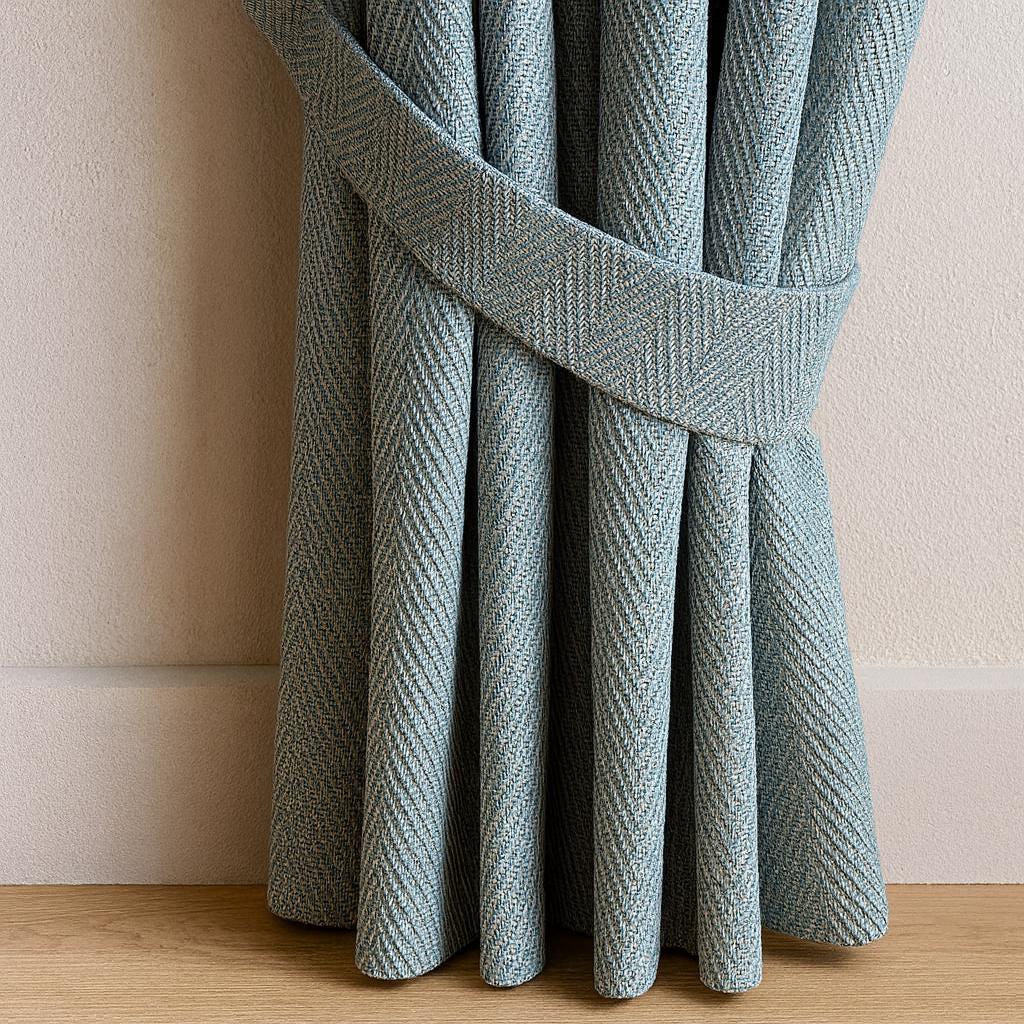 Linen Pinch Pleat Curtains: Atlantis Blue-Green Shade (Blackout or Cotton) — image 5