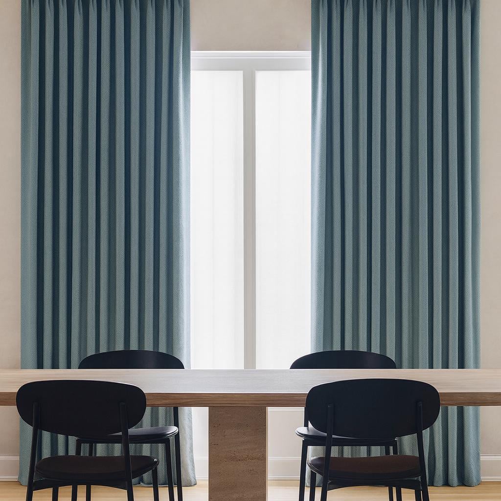 Linen Pinch Pleat Curtains: Atlantis Blue-Green Shade (Blackout or Cotton) — image 8