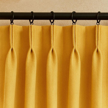 Pinch Pleat Curtains: Aspen Gold Linen - Blackout or Cotton Lining — image 1
