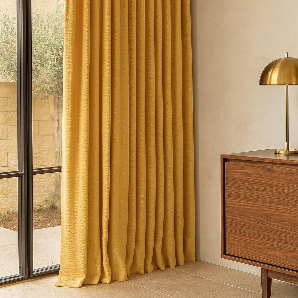 Pinch Pleat Curtains: Aspen Gold Linen - Blackout or Cotton Lining — image 6