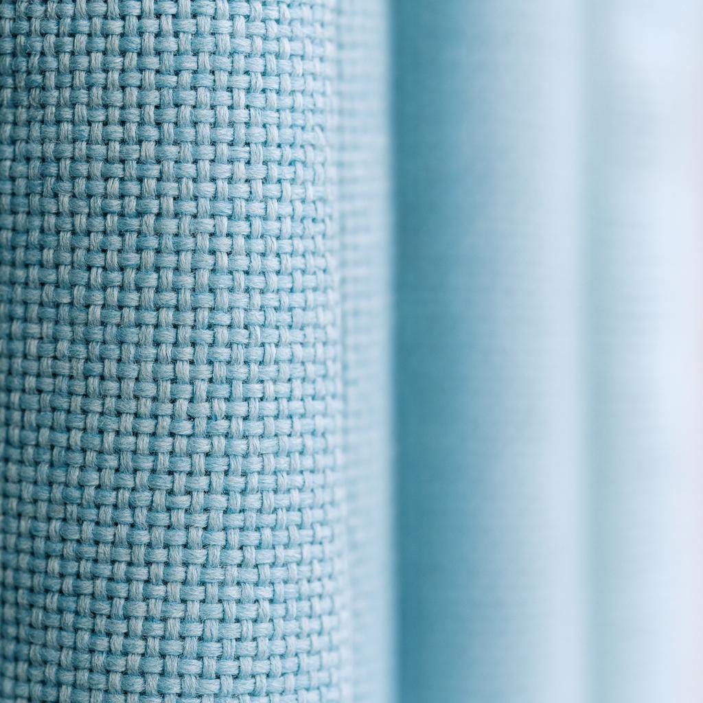 Organic Cotton Curtains, Sky Blue, Basketweave Texture (Custom Sizes) — image 1