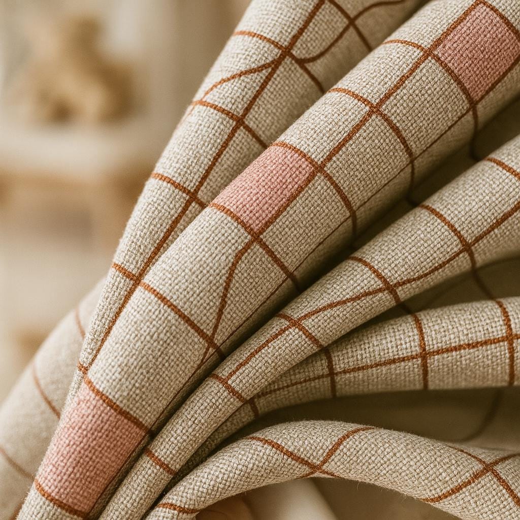 Kids Room Curtains: White Linen with Terracotta and Pastel Blocks (Custom Sizes) — image 3