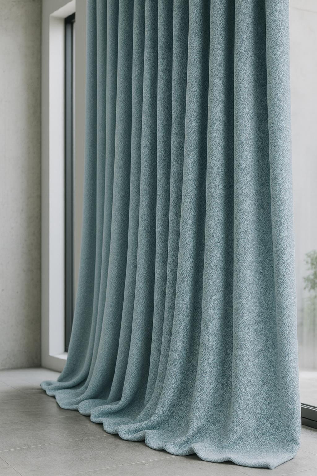 Organic Cotton Curtains, Sky Blue, Basketweave Texture (Custom Sizes) — image 3