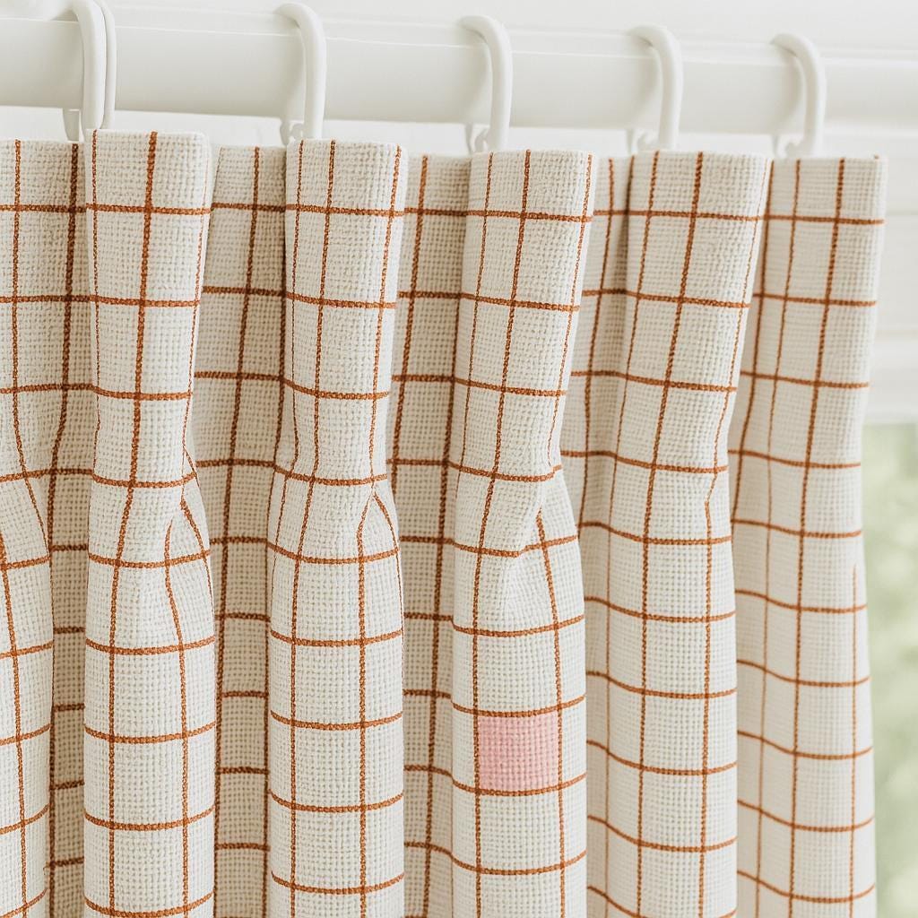 Kids Room Curtains: White Linen with Terracotta and Pastel Blocks (Custom Sizes) — image 7