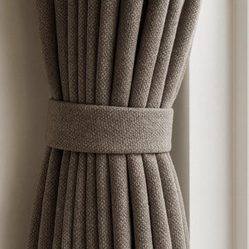 Pebble Grey Organic Cotton Curtains: Thick Blackout, Custom Size — image 1