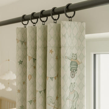 Kids Nursery Curtains: Mint Harlequin Linen - Blackout Panels — image 1