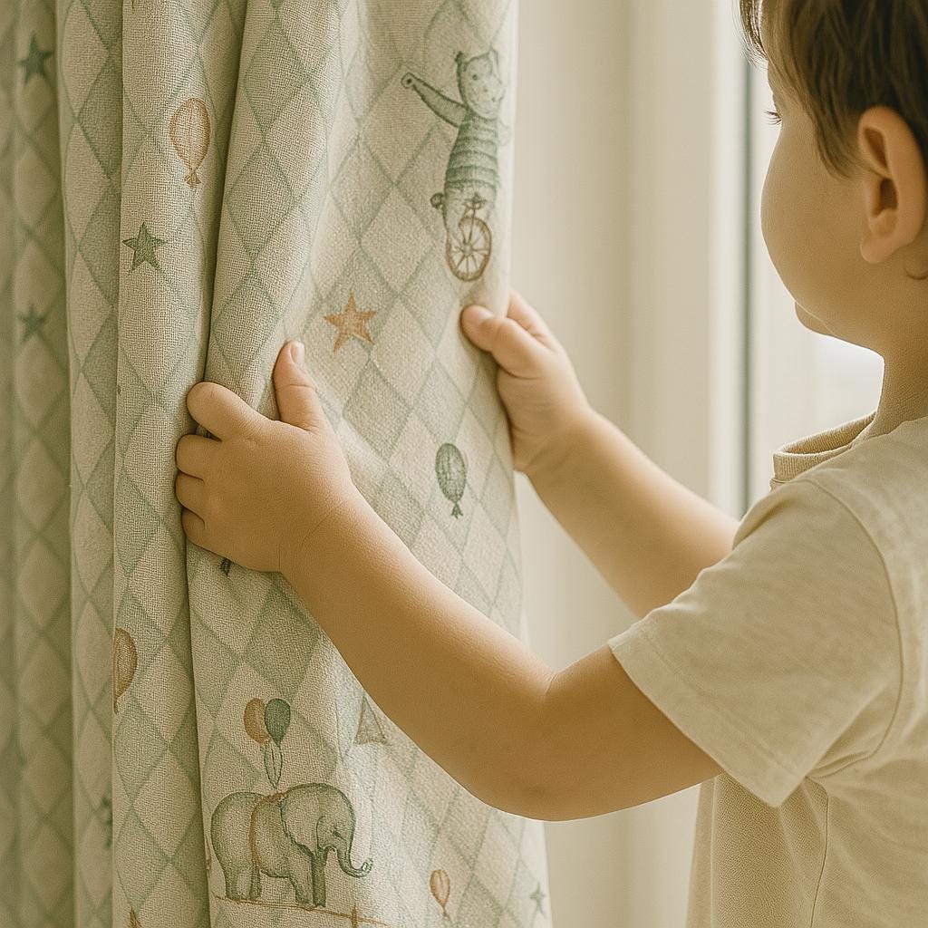 Kids Nursery Curtains: Mint Harlequin Linen - Blackout Panels — image 2