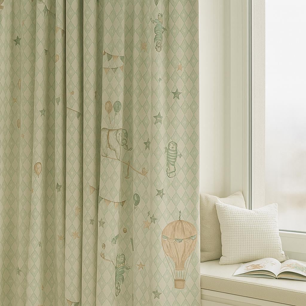 Kids Nursery Curtains: Mint Harlequin Linen - Blackout Panels — image 4